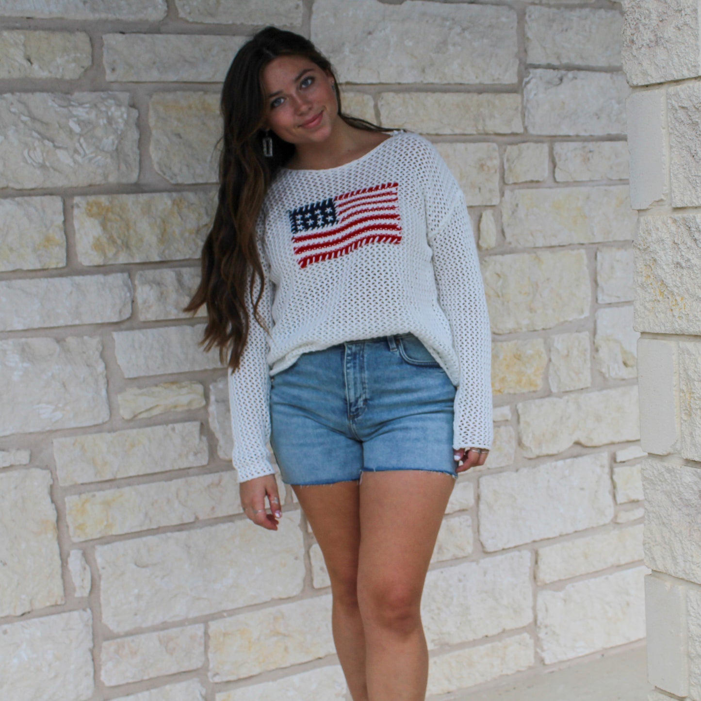Flag Open Knit Sweater