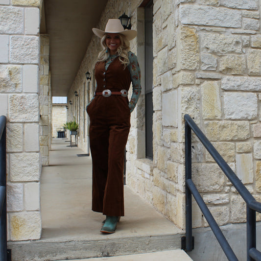 Miou Muse Brown Corduroy Jumpsuit