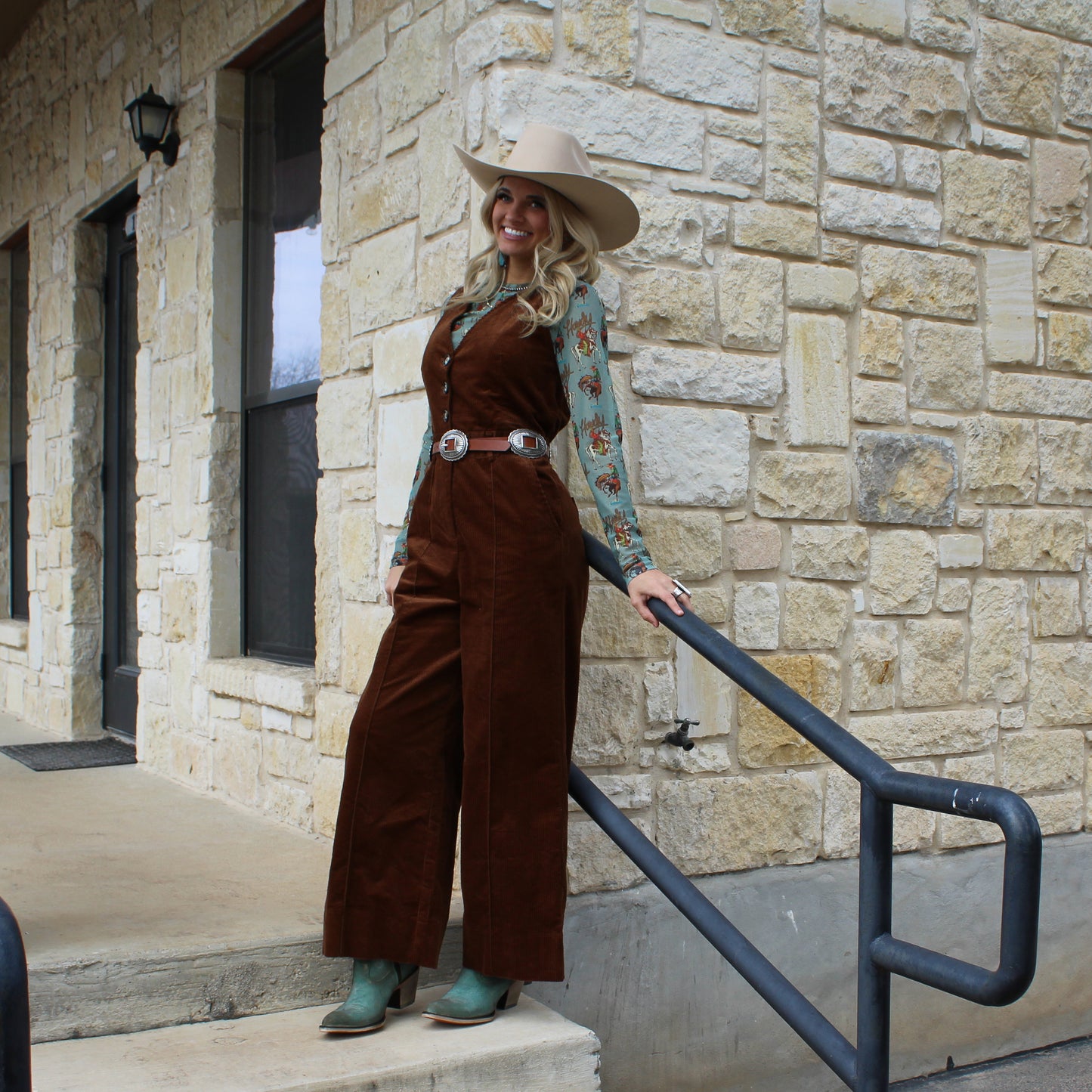 Miou Muse Brown Corduroy Jumpsuit