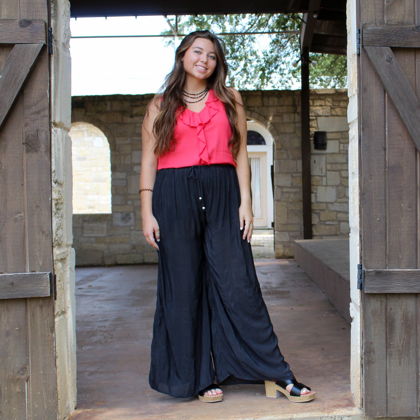 Roper Red Ruffle Blouse