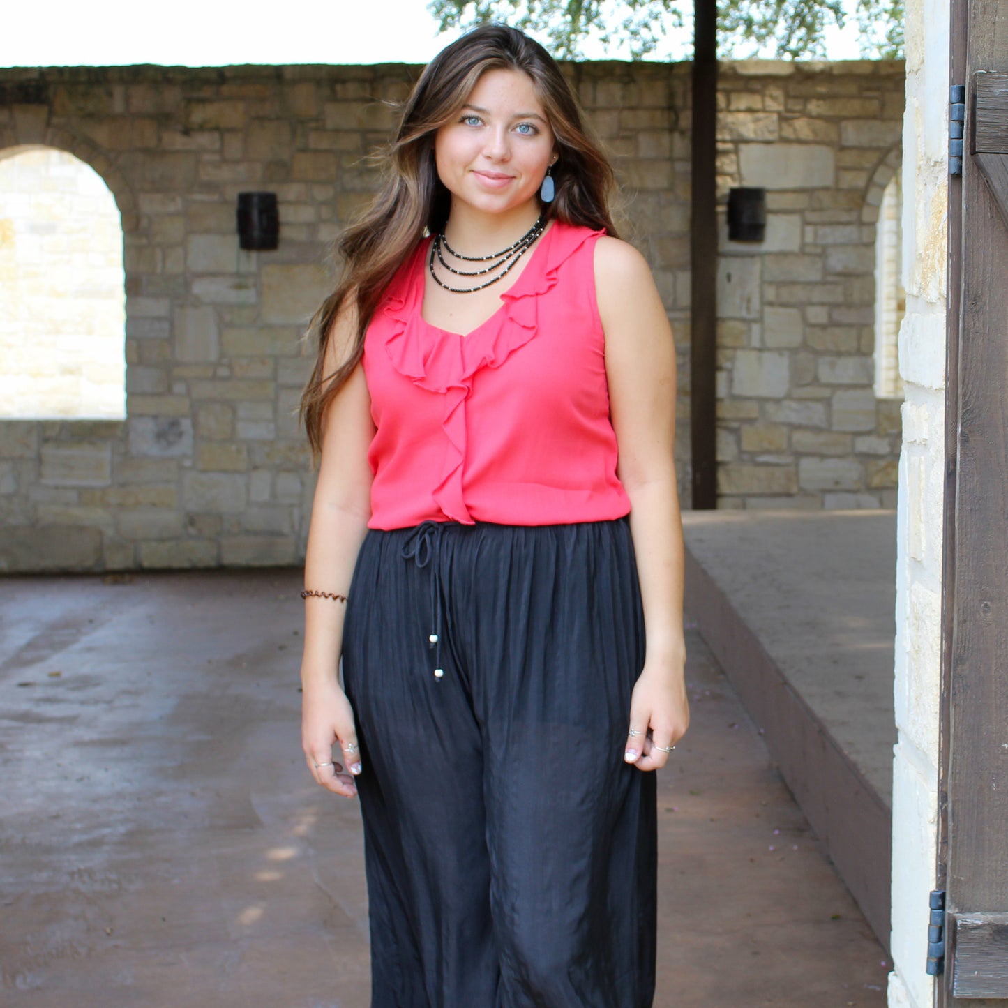 Roper Red Ruffle Blouse