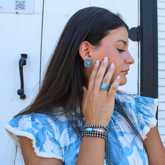 Turquoise Cluster Post Earrings