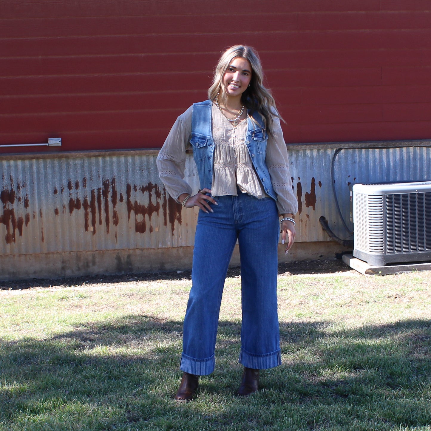 Mustard Seed V-Neck Ruffle Blouse