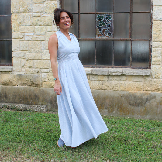 Elle Grey Light Blue halter Dress