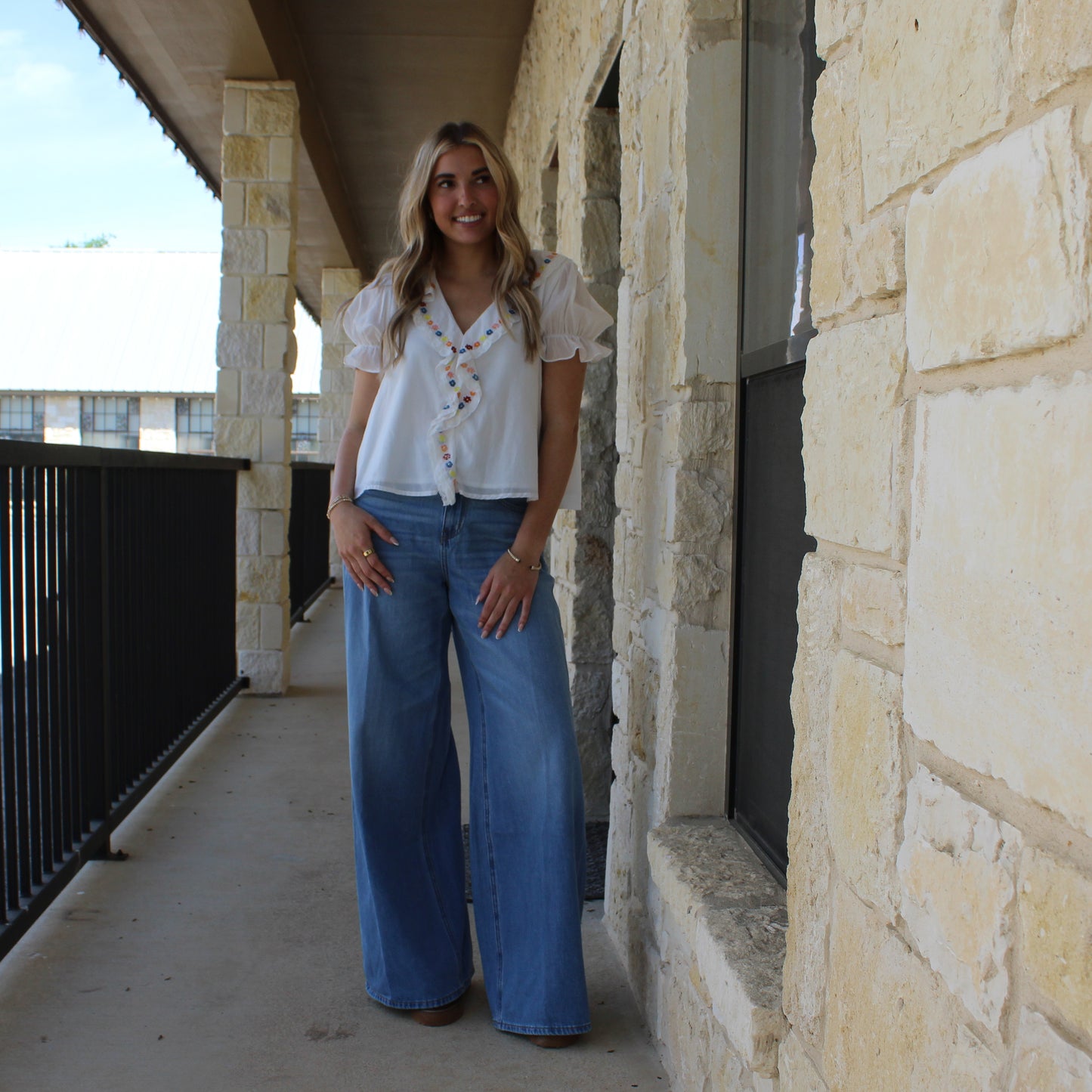 In february  Voile Ruffle Blouse