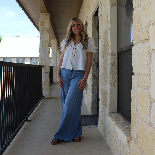 In february  Voile Ruffle Blouse