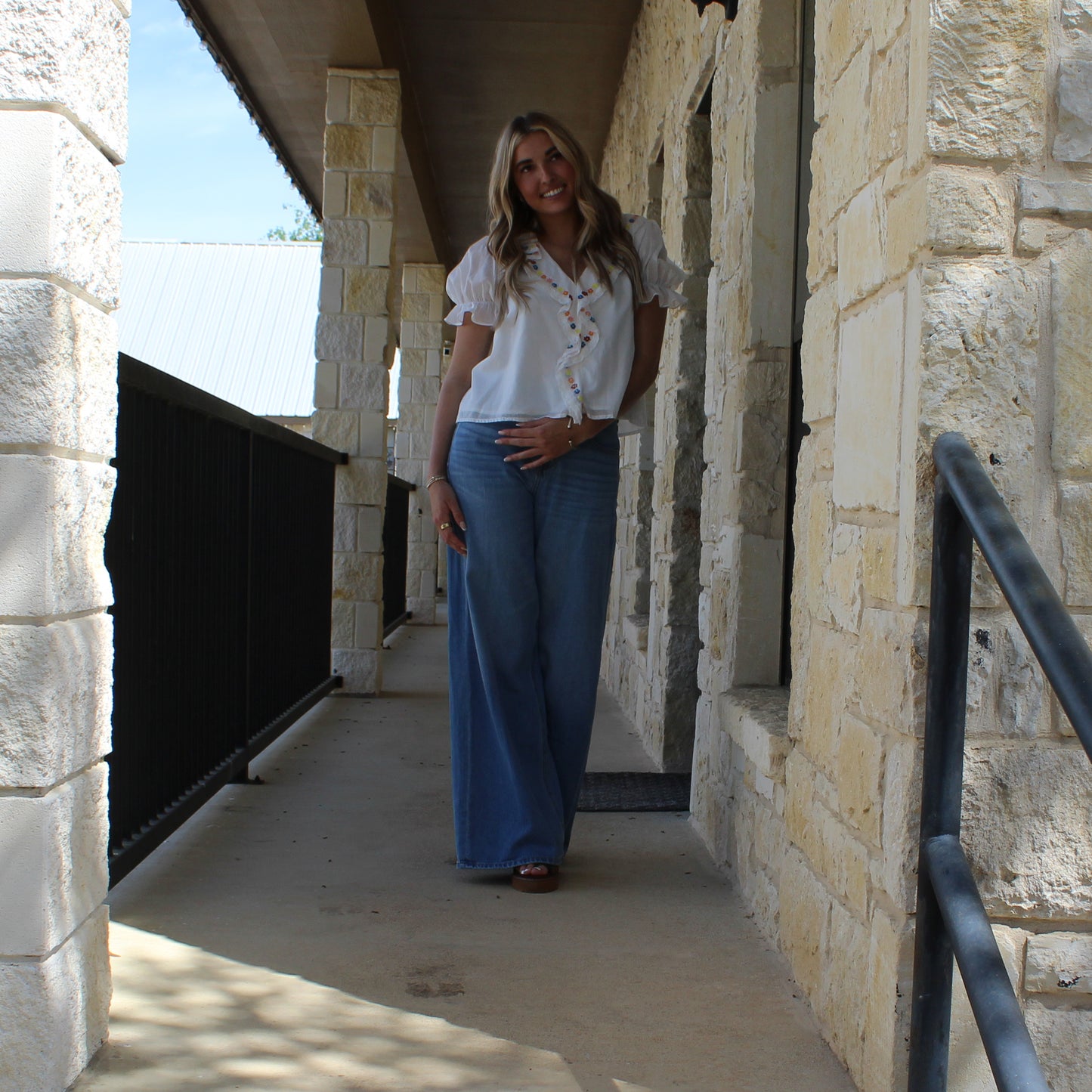 In february  Voile Ruffle Blouse