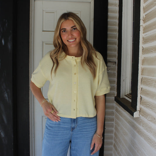 BP Yellow Button Down SS Cardigan - Petticoat Junction