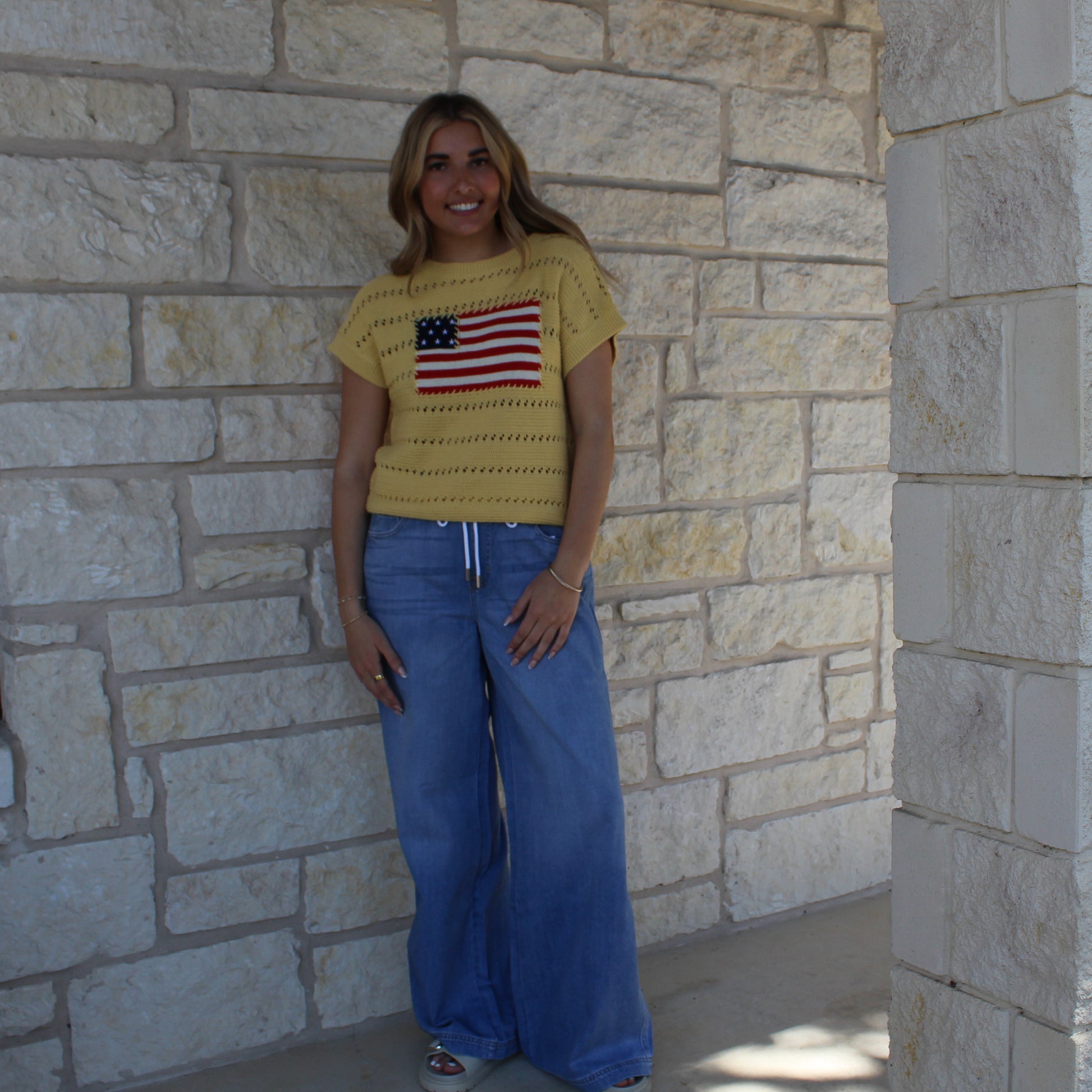 Mittoshop Yellow American Flag Sweater - Petticoat Junction