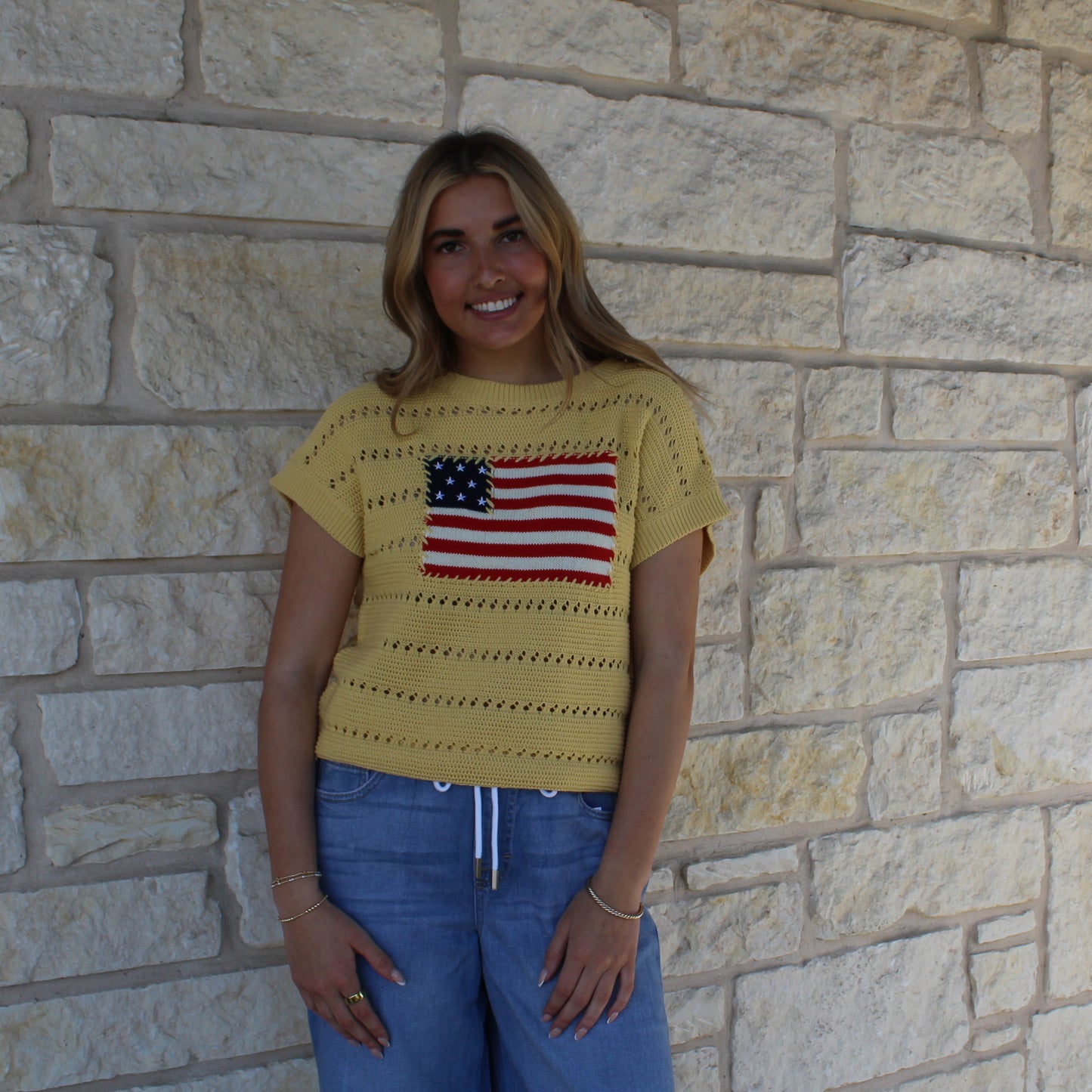Mittoshop Yellow American Flag Sweater - Petticoat Junction