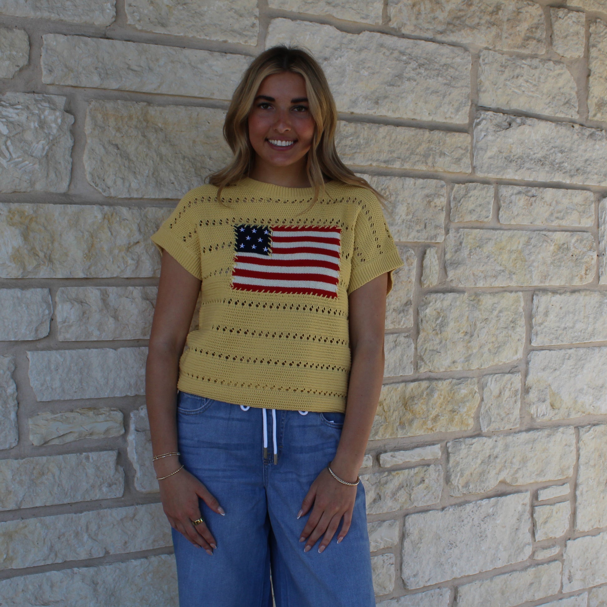 Mittoshop Yellow American Flag Sweater - Petticoat Junction