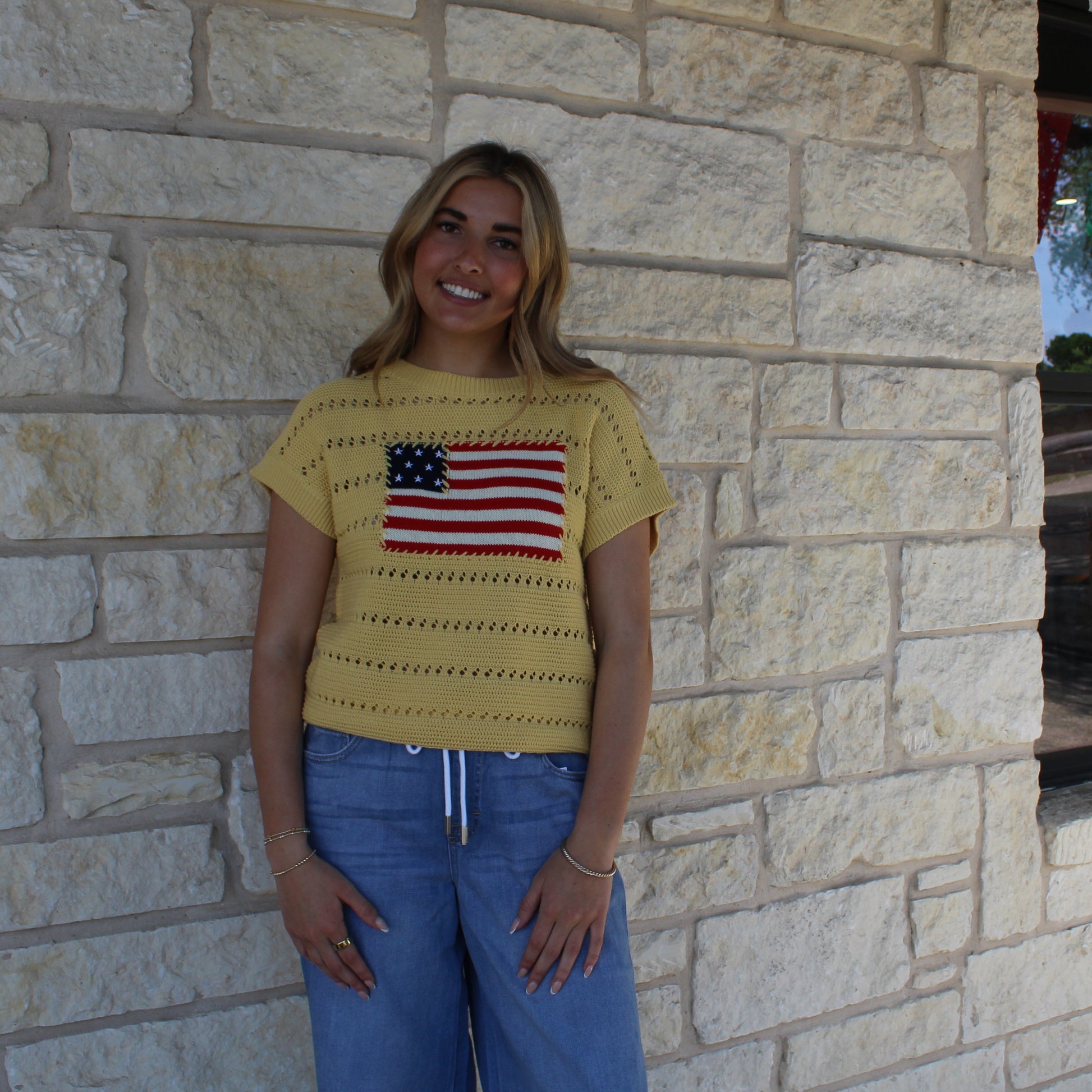 Mittoshop Yellow American Flag Sweater - Petticoat Junction