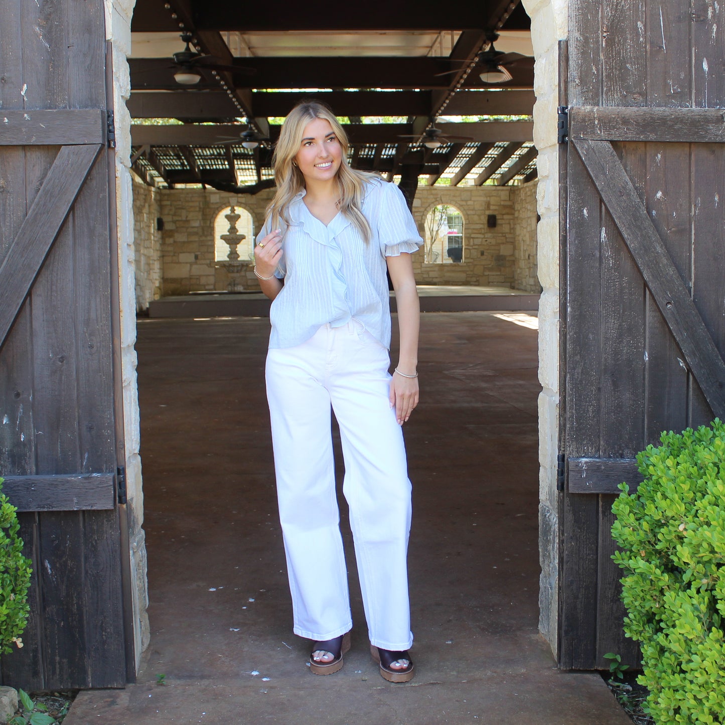 BT Powder Blue V-neck Top