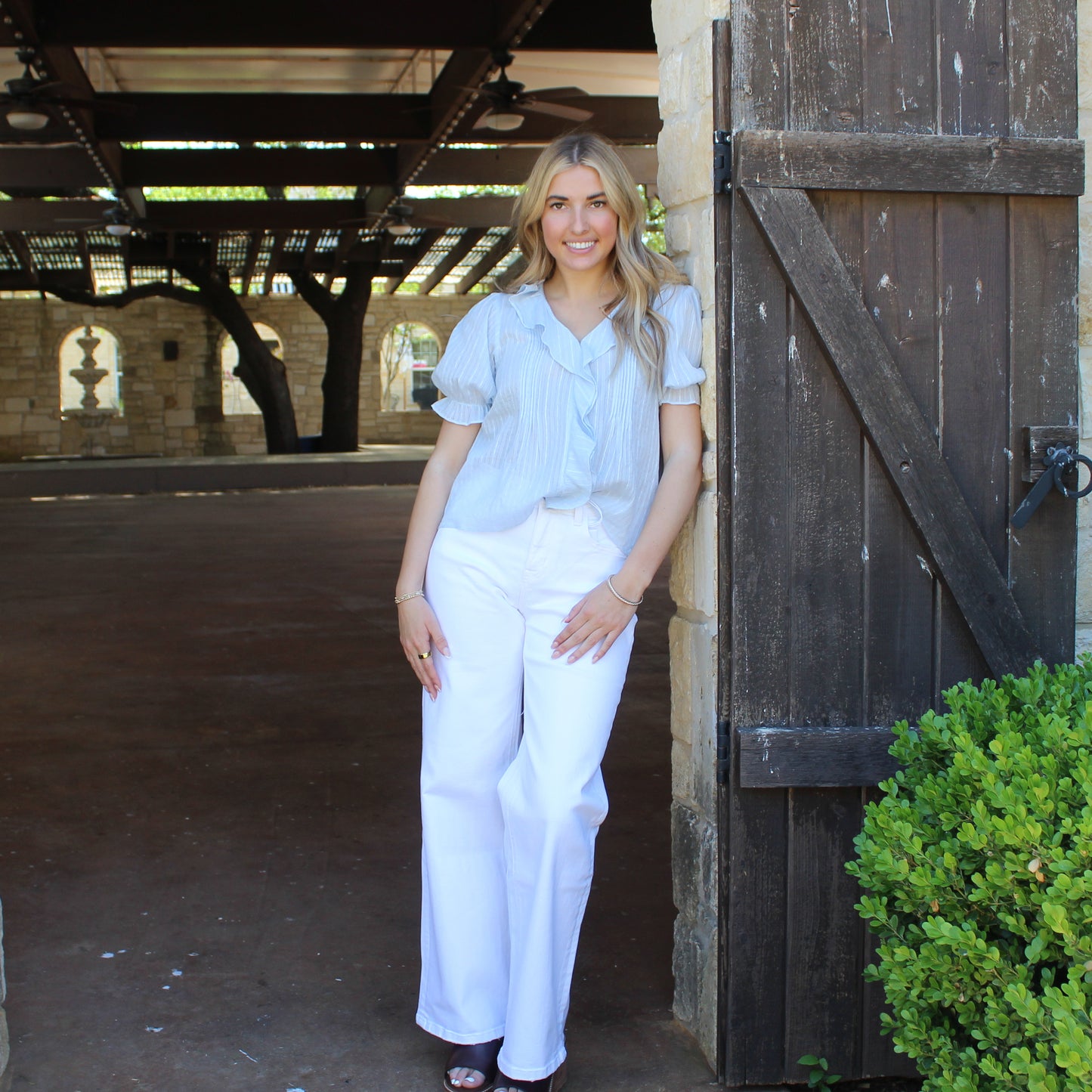 BT Powder Blue V-neck Top