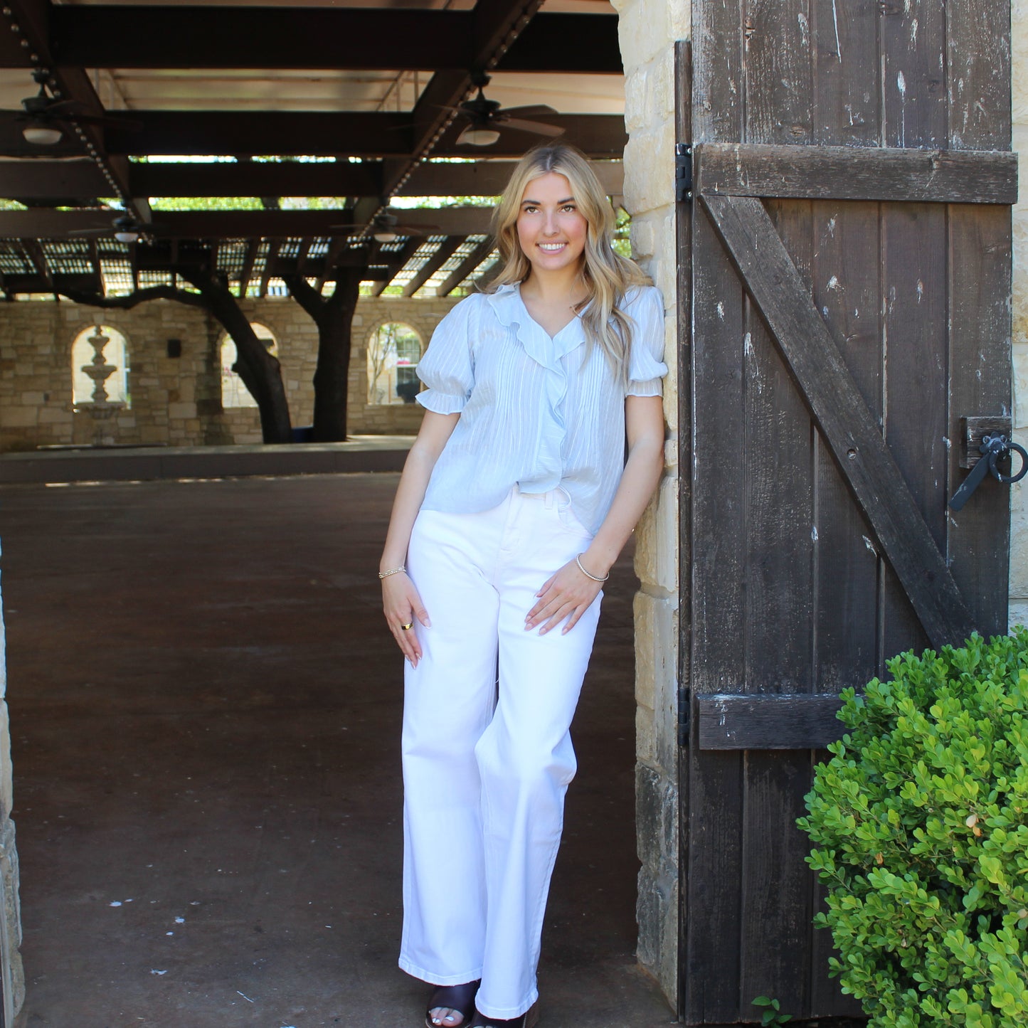 BT Powder Blue V-neck Top