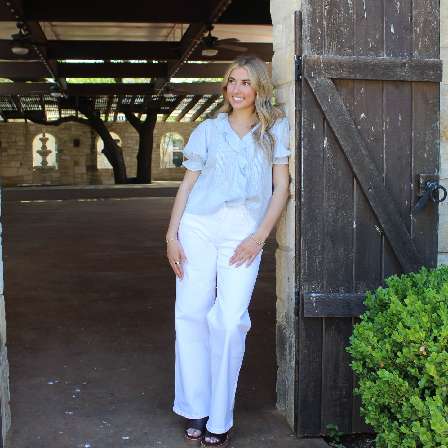 BT Powder Blue V-neck Top