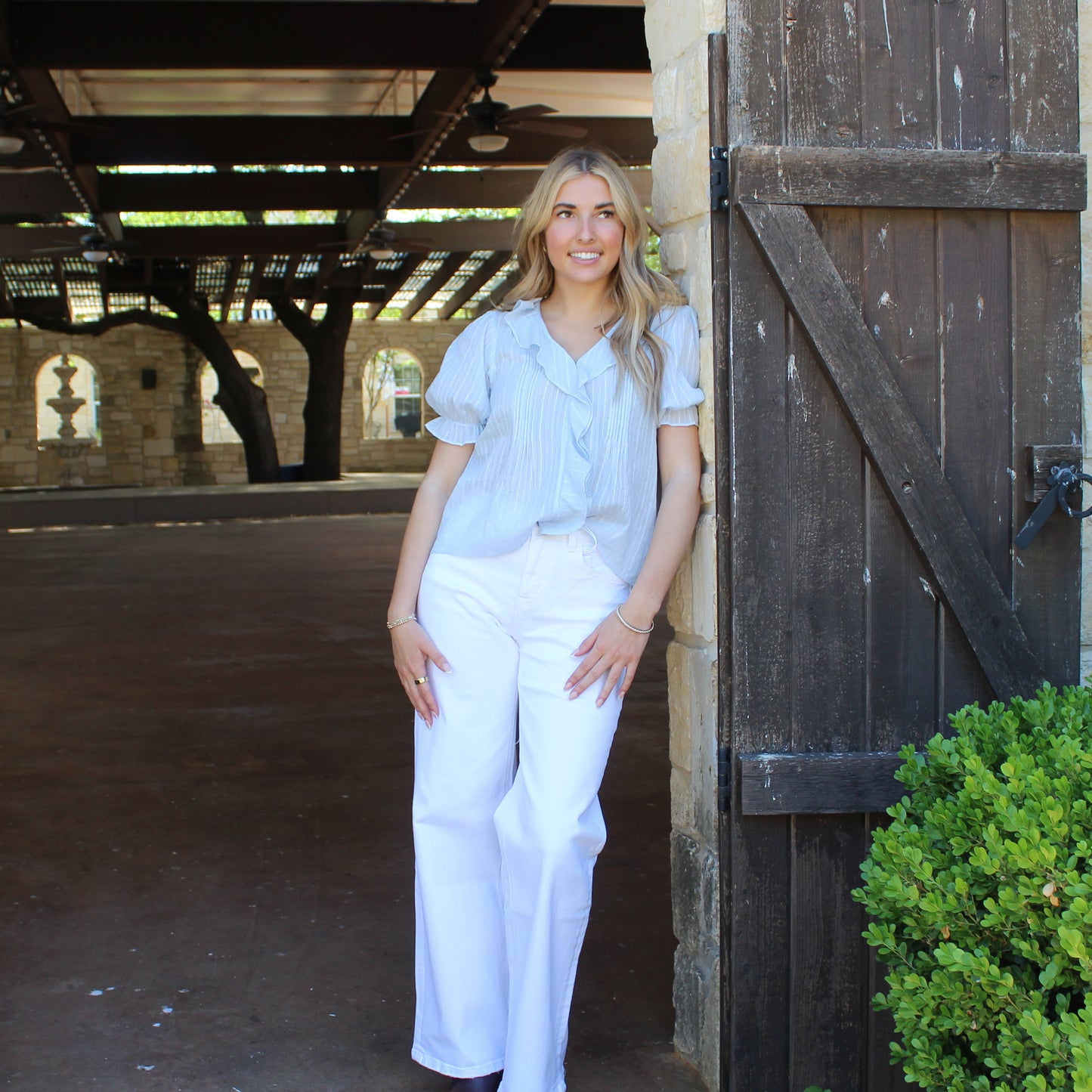 BT Powder Blue V-neck Top