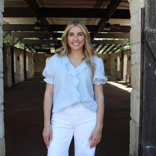 BT Powder Blue V-neck Top