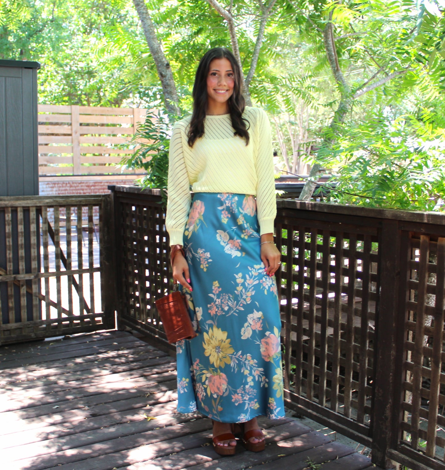 AR Yellow Open Knit Dolman Sweater