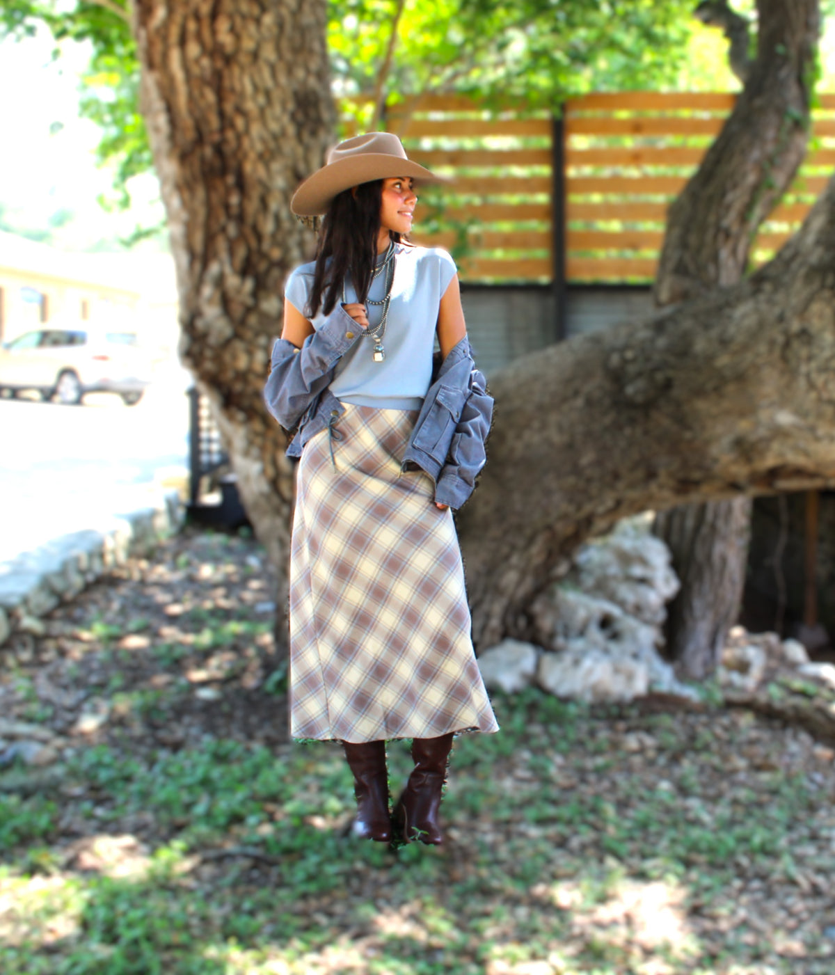 Miou Muse Plaid Patterned MIDI Skirt - Petticoat Junction