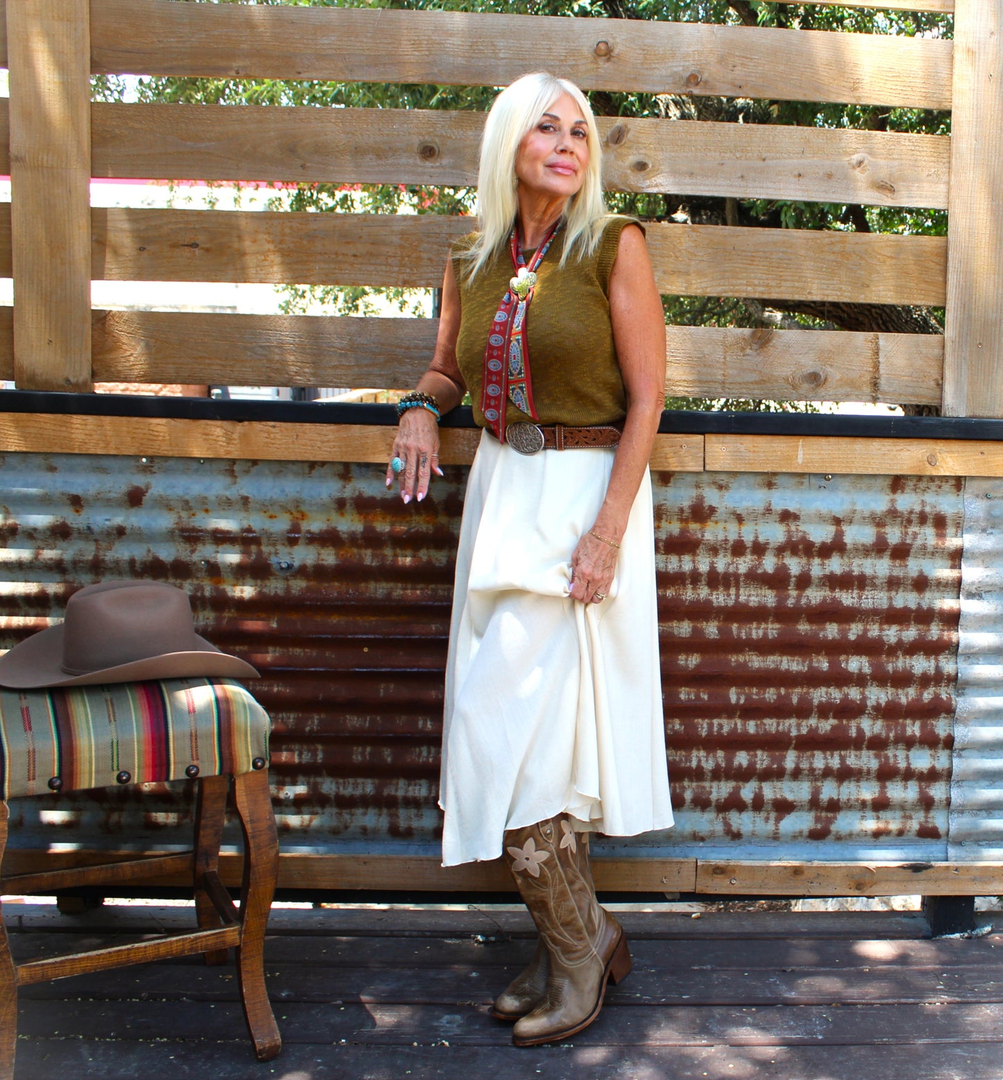 Mustard Seed A-Line Midi Skirt Vanilla
