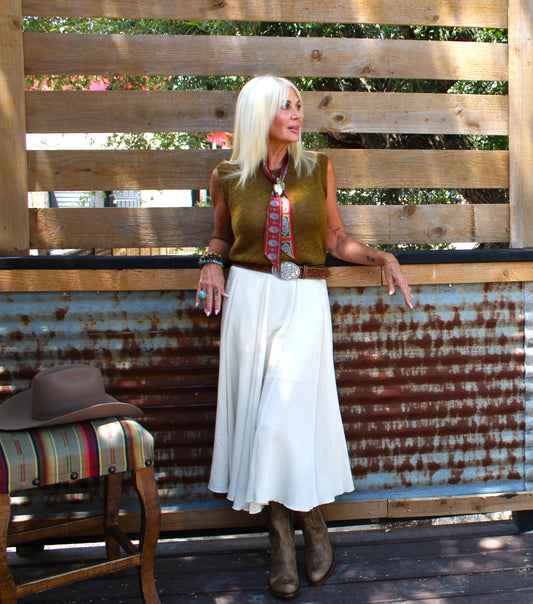 Mustard Seed A-Line Midi Skirt Vanilla