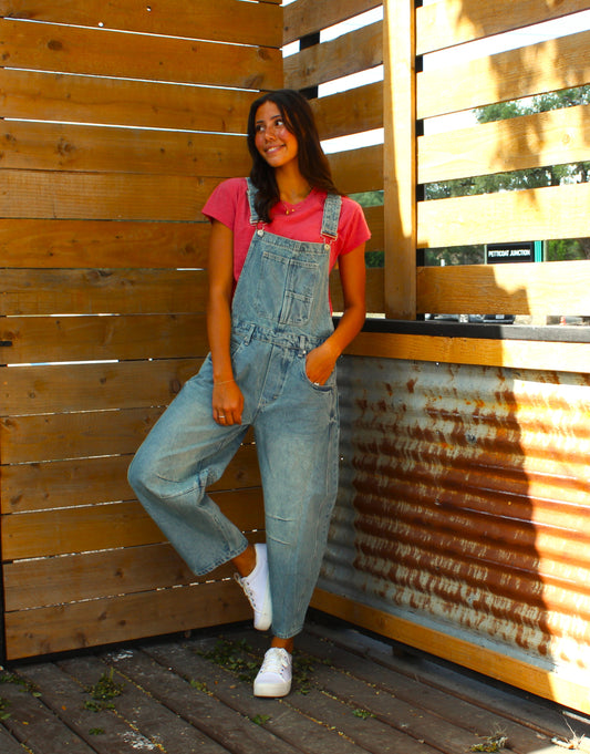 EEsome Denim Barrel Leg Overalls