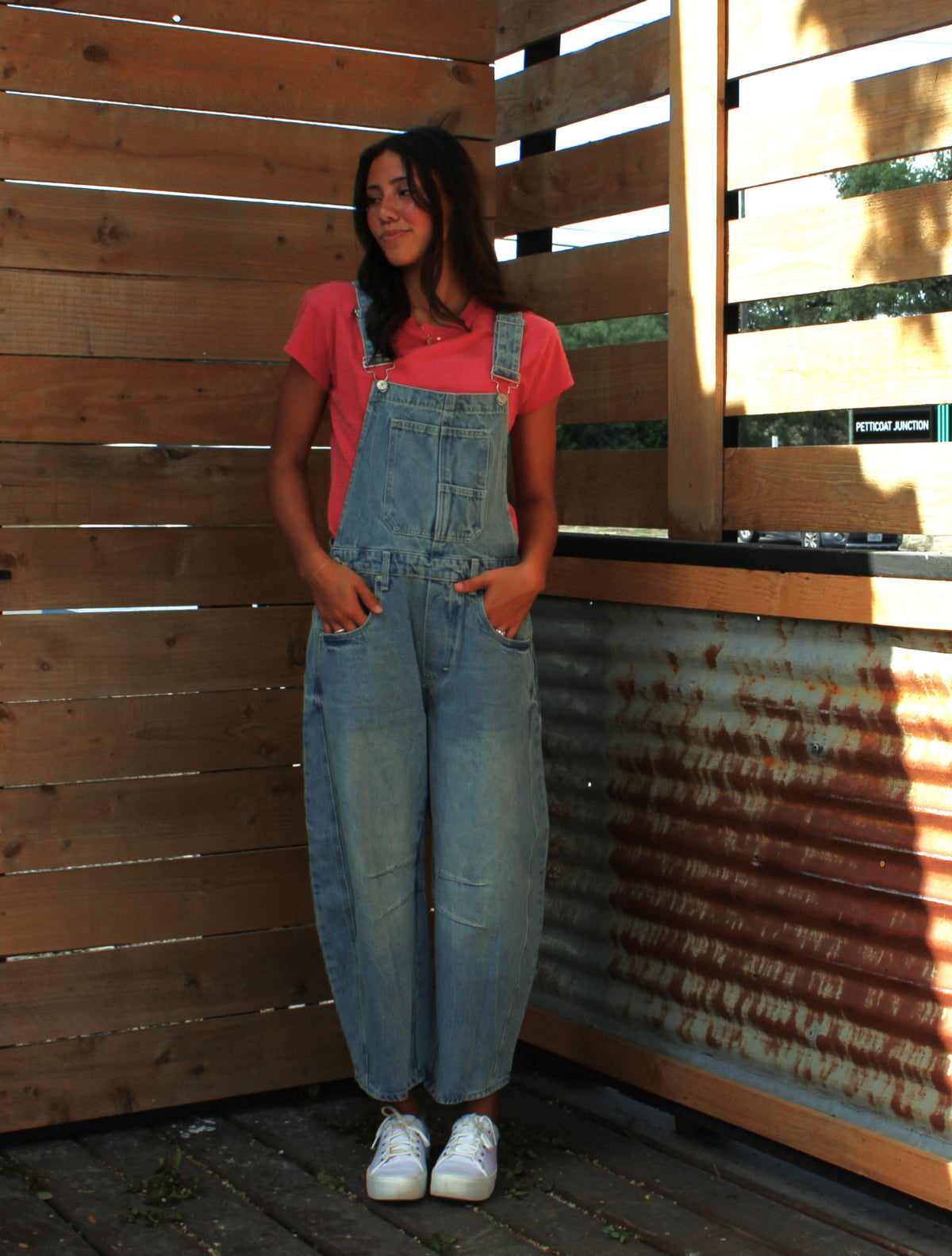 EEsome Denim Barrel Leg Overalls