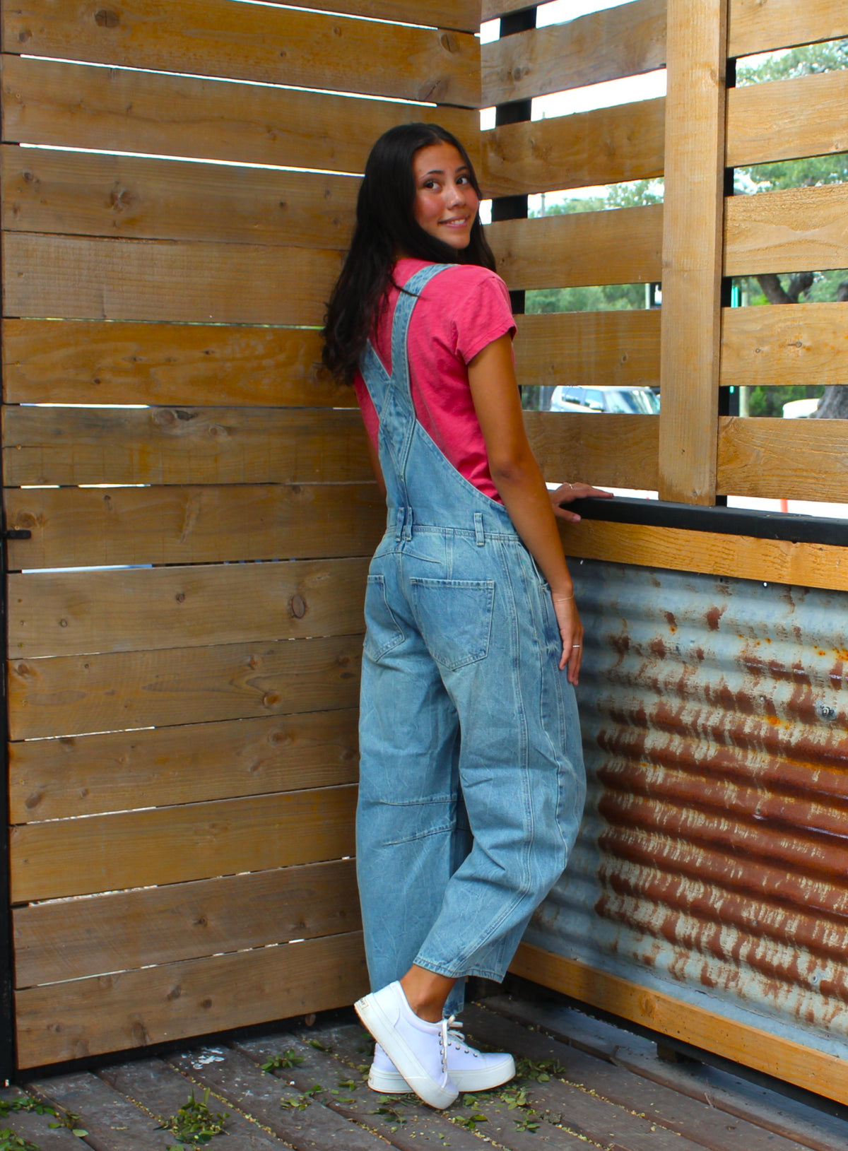 EEsome Denim Barrel Leg Overalls