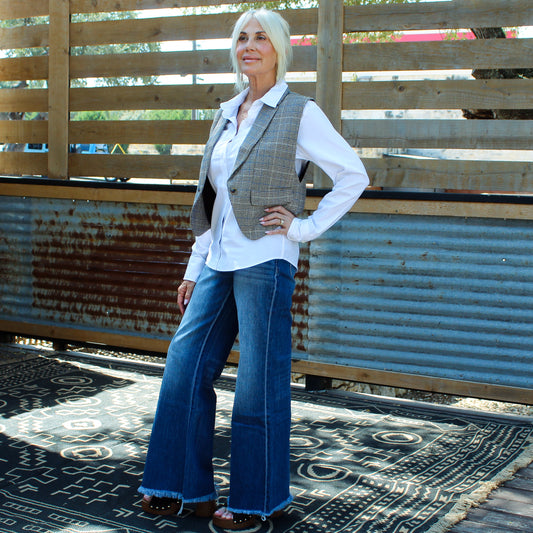 Mystree Embellished Checker Vest - Petticoat Junction