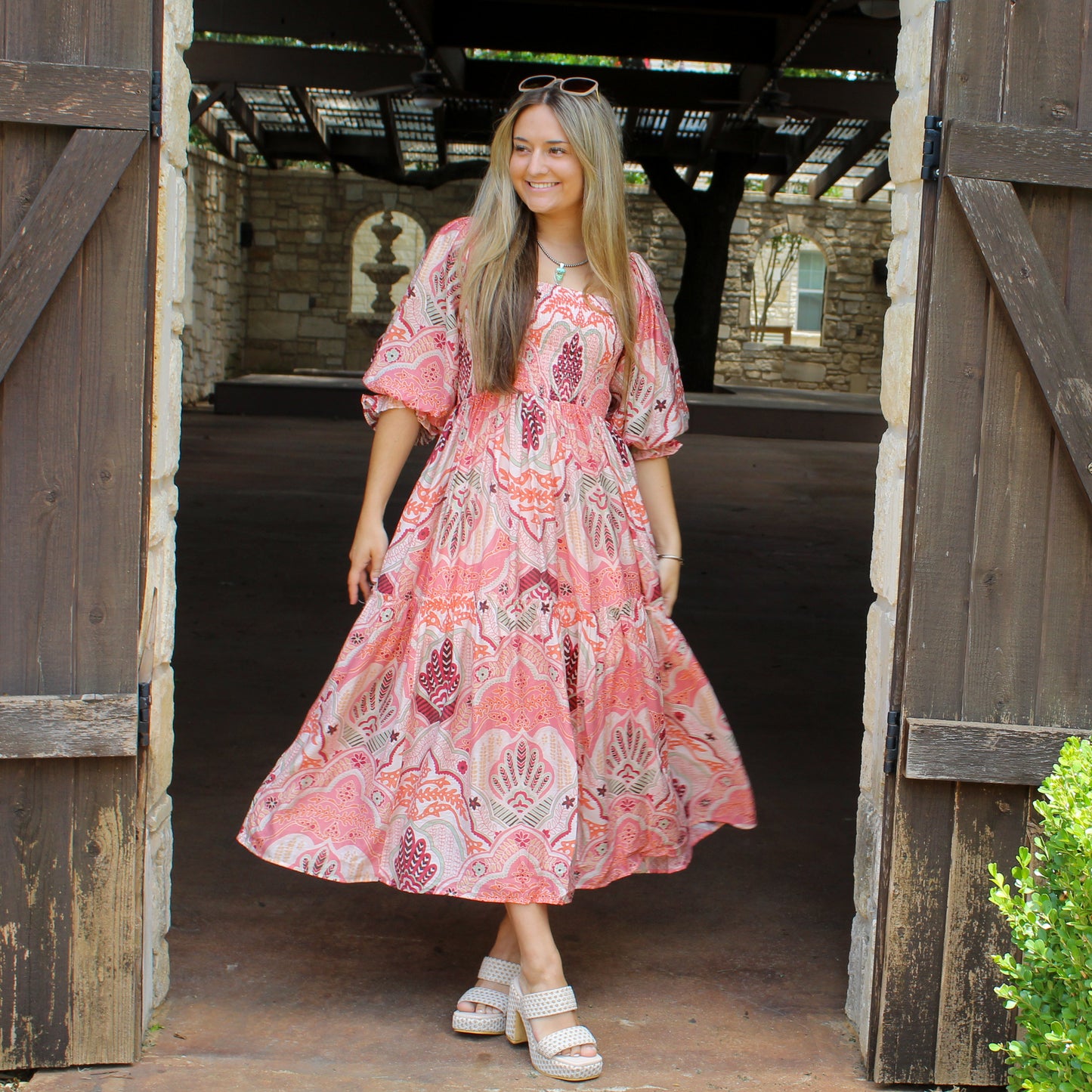 Pink Multi Smocked Dress