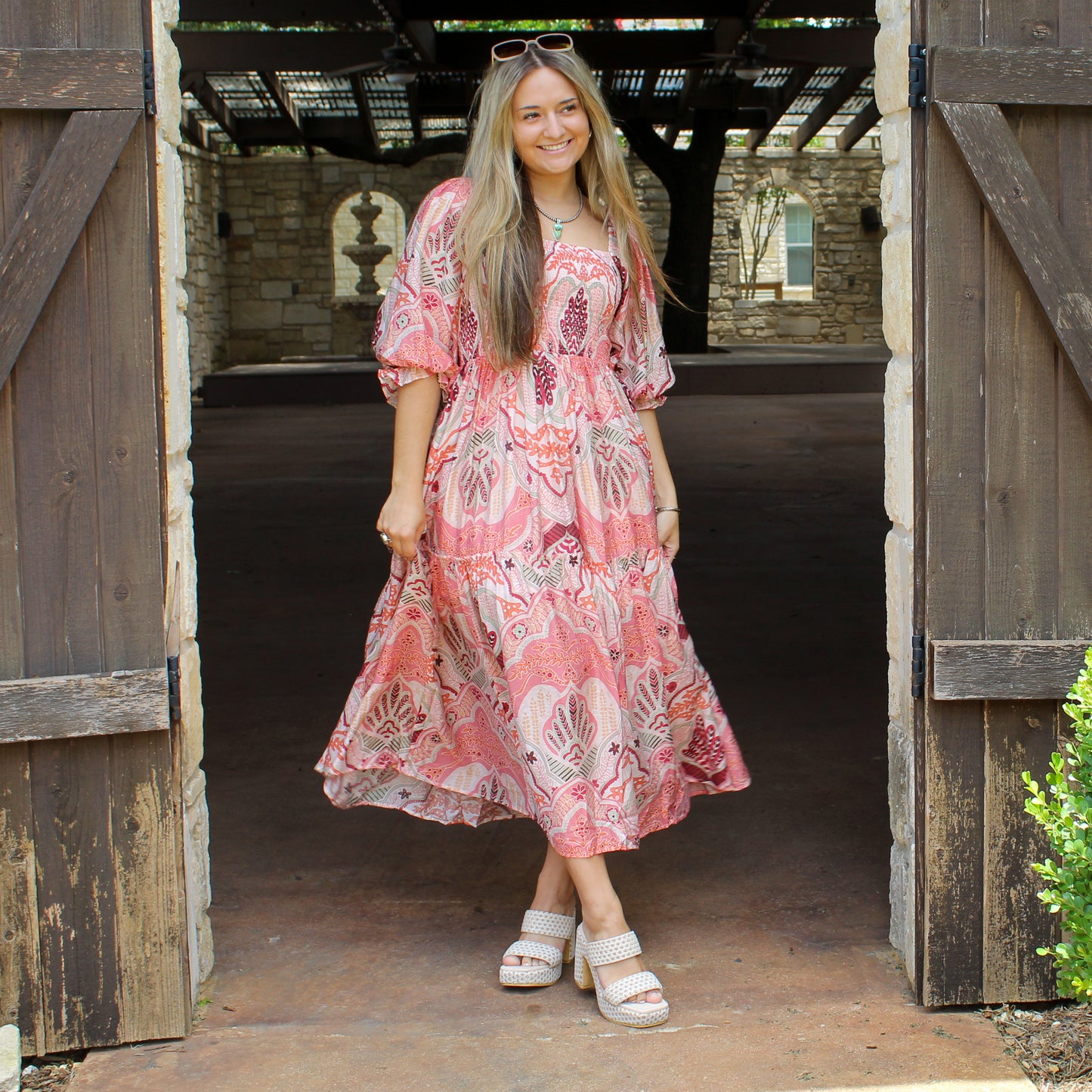 Pink Multi Smocked Dress