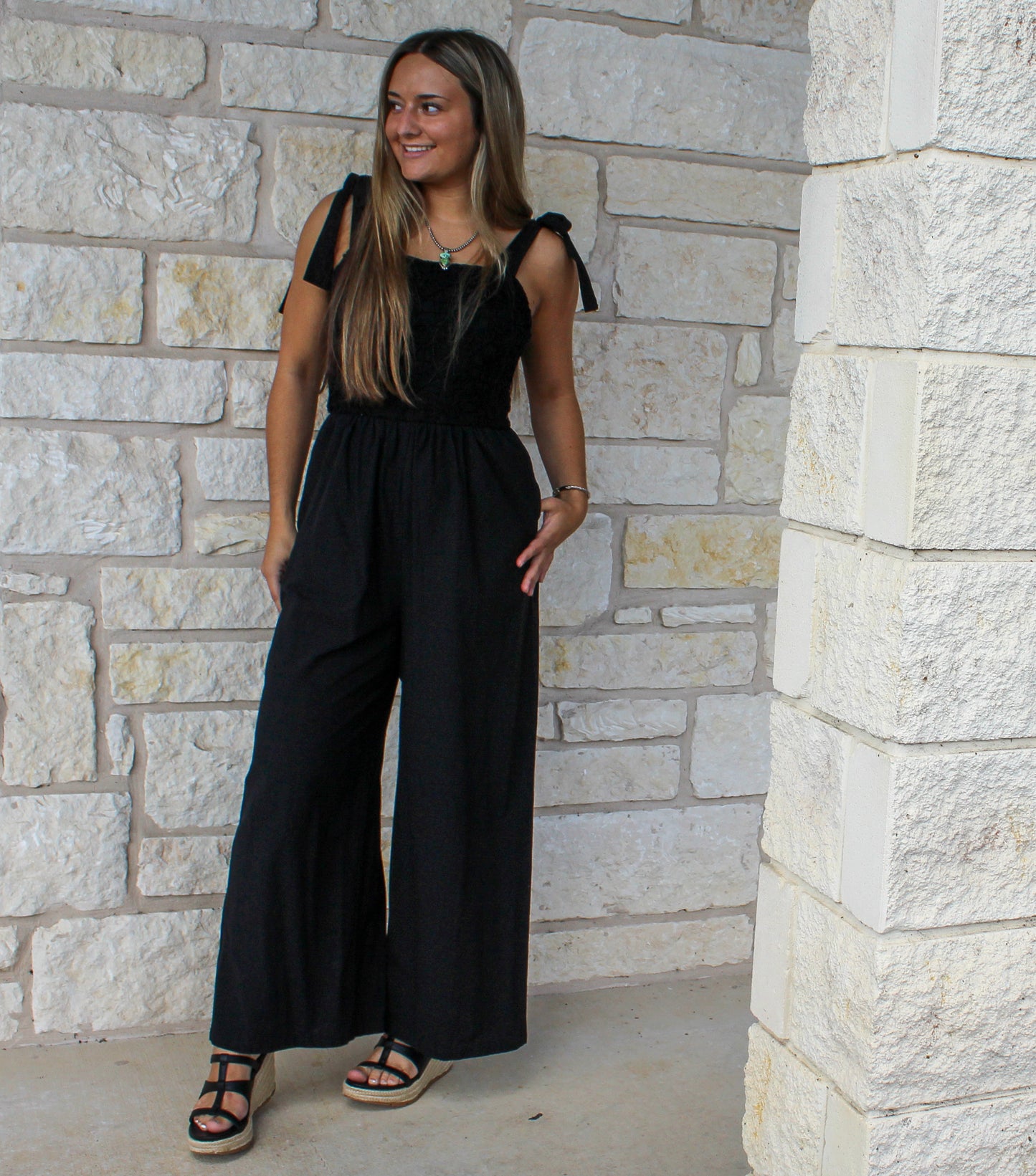 In February Black Crochet Jumpsuit