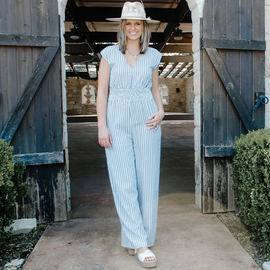 Strut&Bolt Navy Stripe Jumpsuit