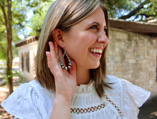 Turquoise Navajo Pearl Hoop