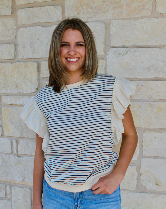 Lime&Chili Ruffle Striped Top