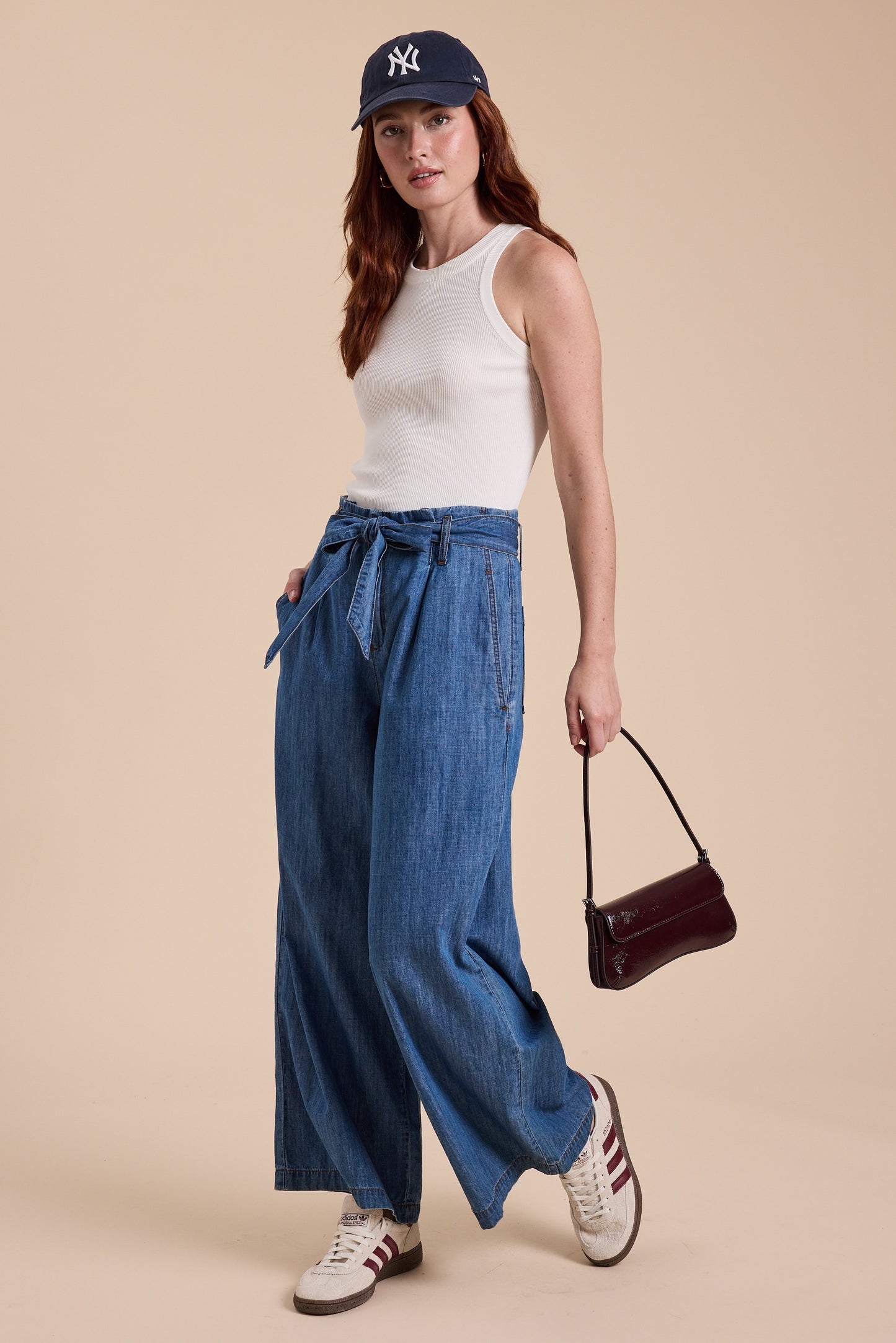 Miou Muse Denim Paperbag Wide Leg