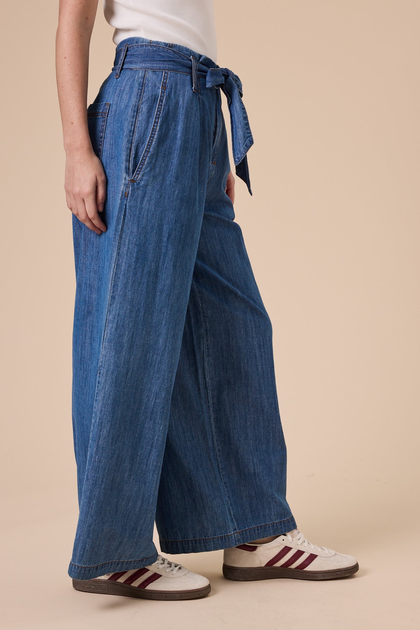 Miou Muse Denim Paperbag Wide Leg