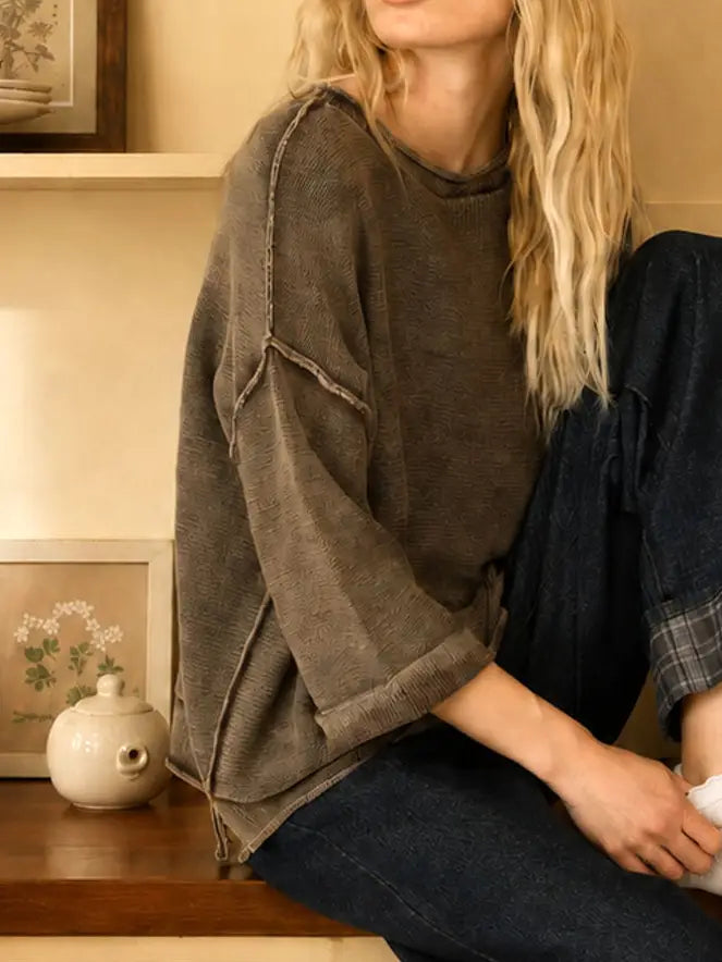 BP Mocha Inverted Seam Sweater