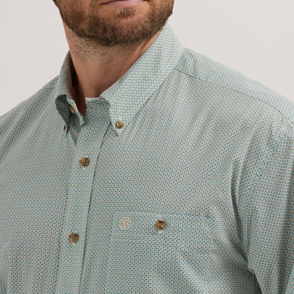 Wrangler Classic Green Geo Print Shirt