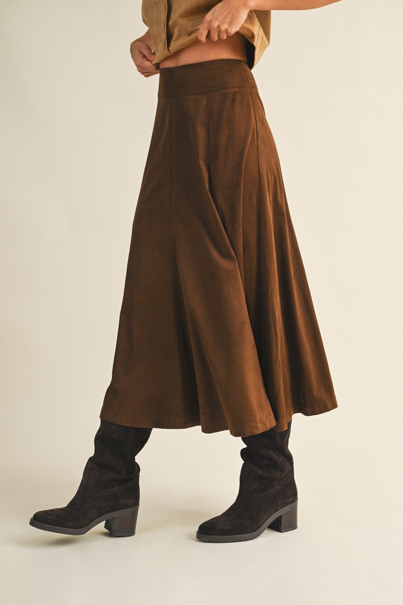 Mustard Seed Espresso Faux Suede Skirt