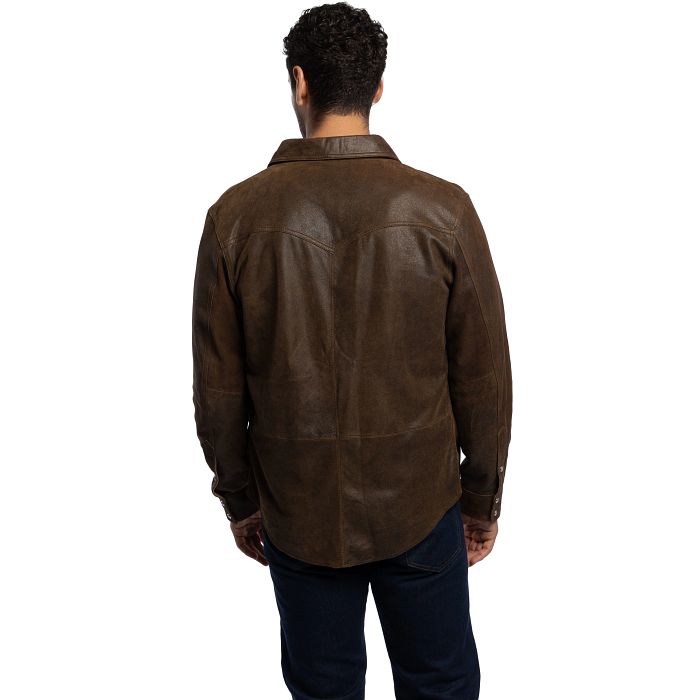 Tony Lama Leather Shacket Distressed Brown