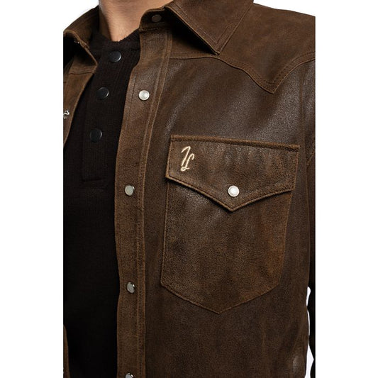Tony Lama Leather Shacket Distressed Brown