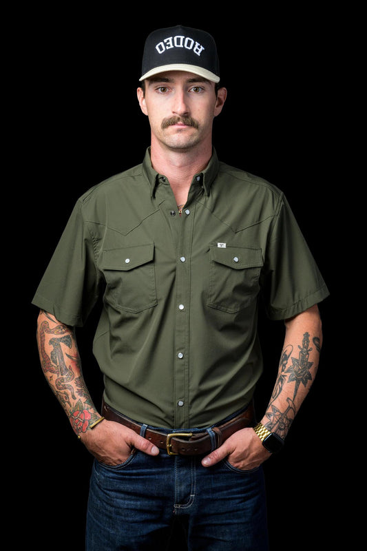 Ferrell Short Sleeve Snap Shirt Olive