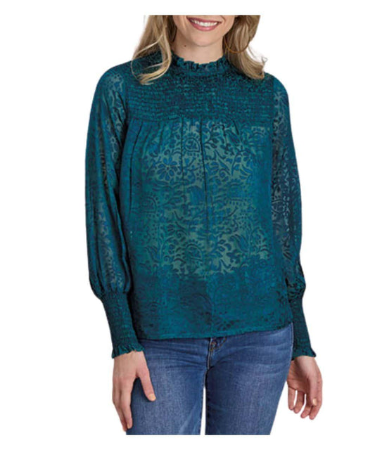 Roper Teal Burnout Brasso Blouse