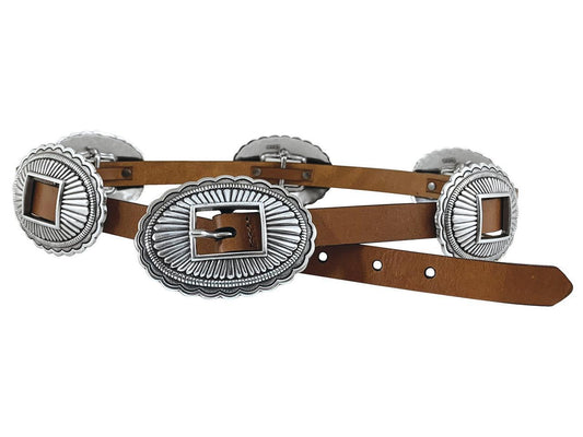 Roper Tan Oval Concho Belt
