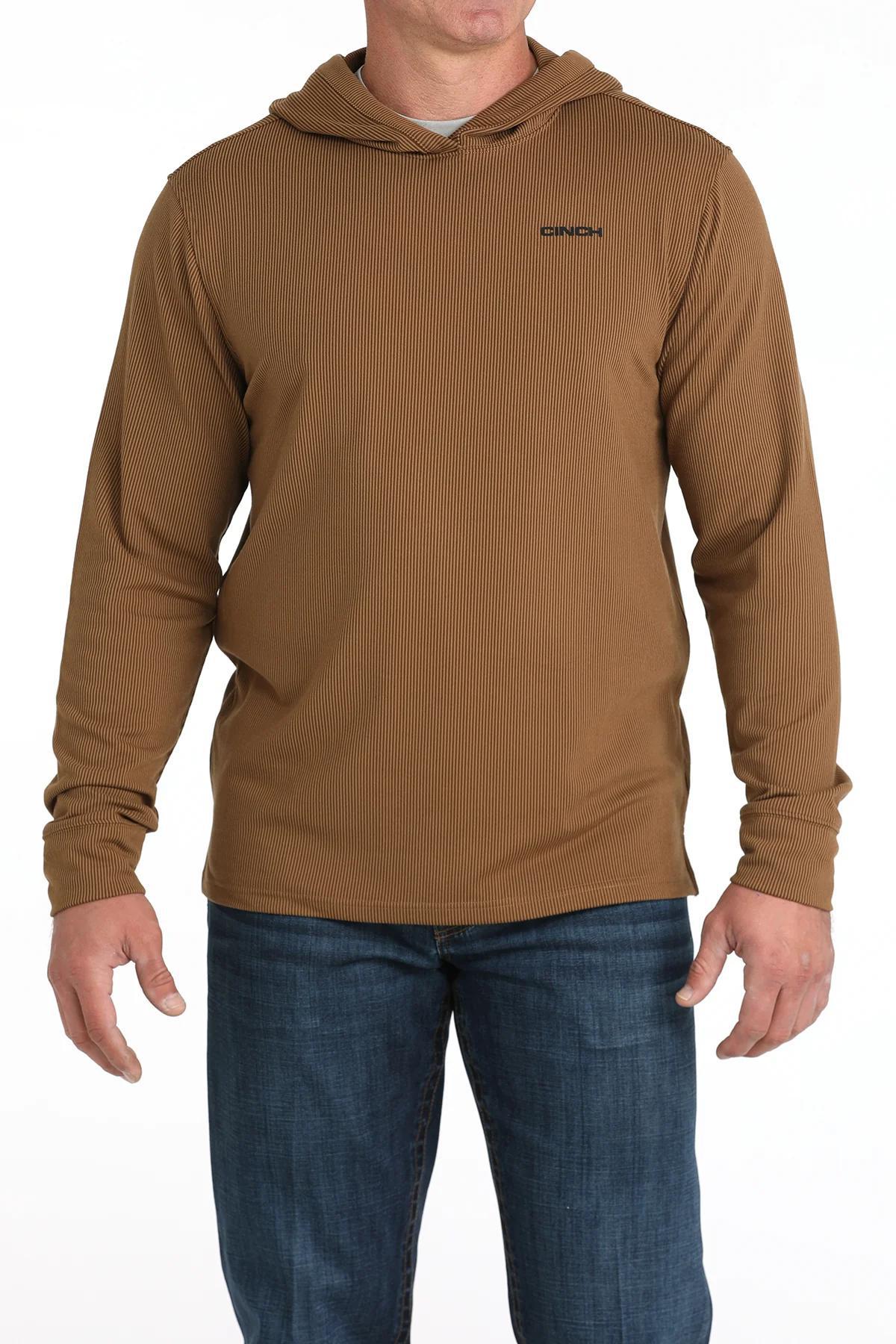 Cinch Brown Ribbed Hoodie