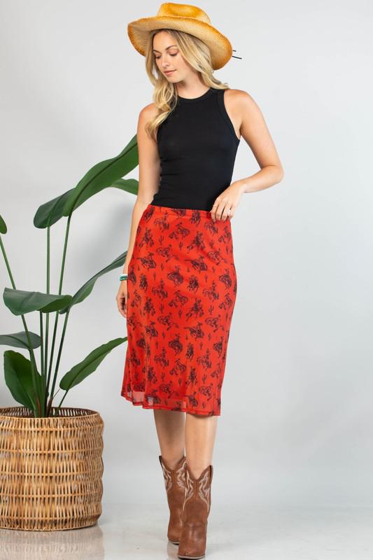 Avery Western Red Mesh Skirt