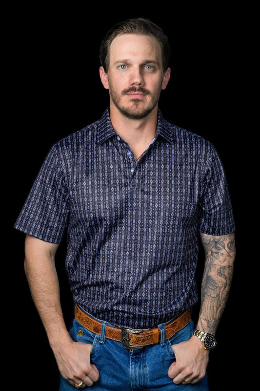 Ferrell Black Aztec Polo