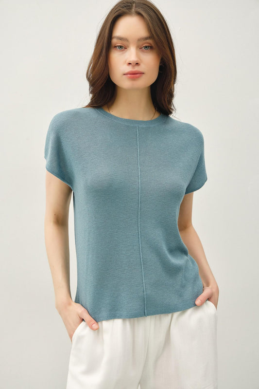 Be Cool Ultra Soft Knit Top Dusty Teal